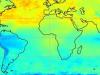 Wereldwijde kaarten hoeveelheid ozon in de troposfeer 