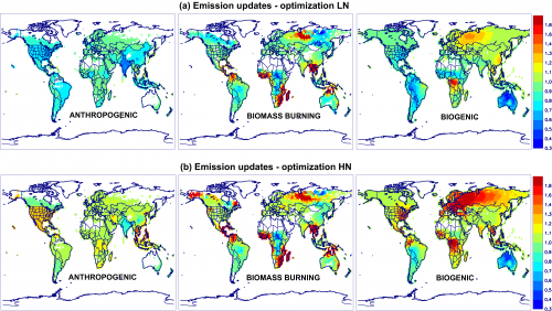 Anthropogenic, biomass burning and biogenic emissions