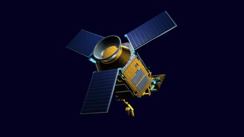 Vue d'artiste du satellite Sentinel-5p et de sa charge utile, l'instrument TROPOMI. © Crédit image ESA 2017.