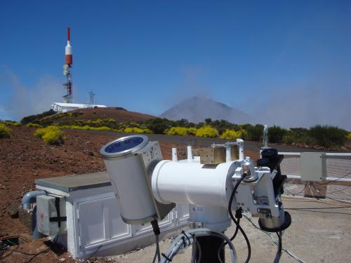 Instrument fonctionnant dans l'infrarouge proche, pointant vers le soleil pendant la campagne à l'observatoire d'Izaña à Tenerife.