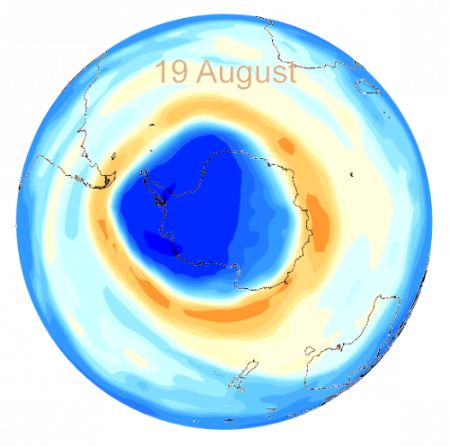 Antarctisch ozongat in augustus 2013