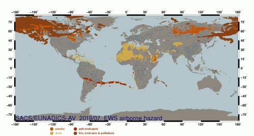 carte du monde détection sélective et alertes particules aéroportées