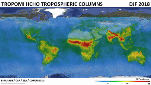 Seasonal maps of HCHO columns