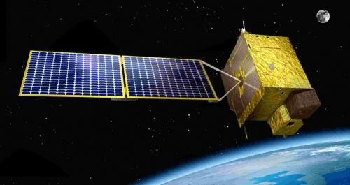 Artistieke weergave GEO-KOMPSAT-2-satelliet in de ruimte