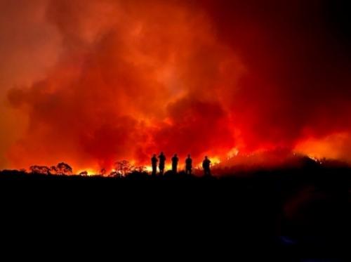 Smoke-filled sky bushfire