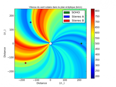 Parker spiral obtained with the solar wind model